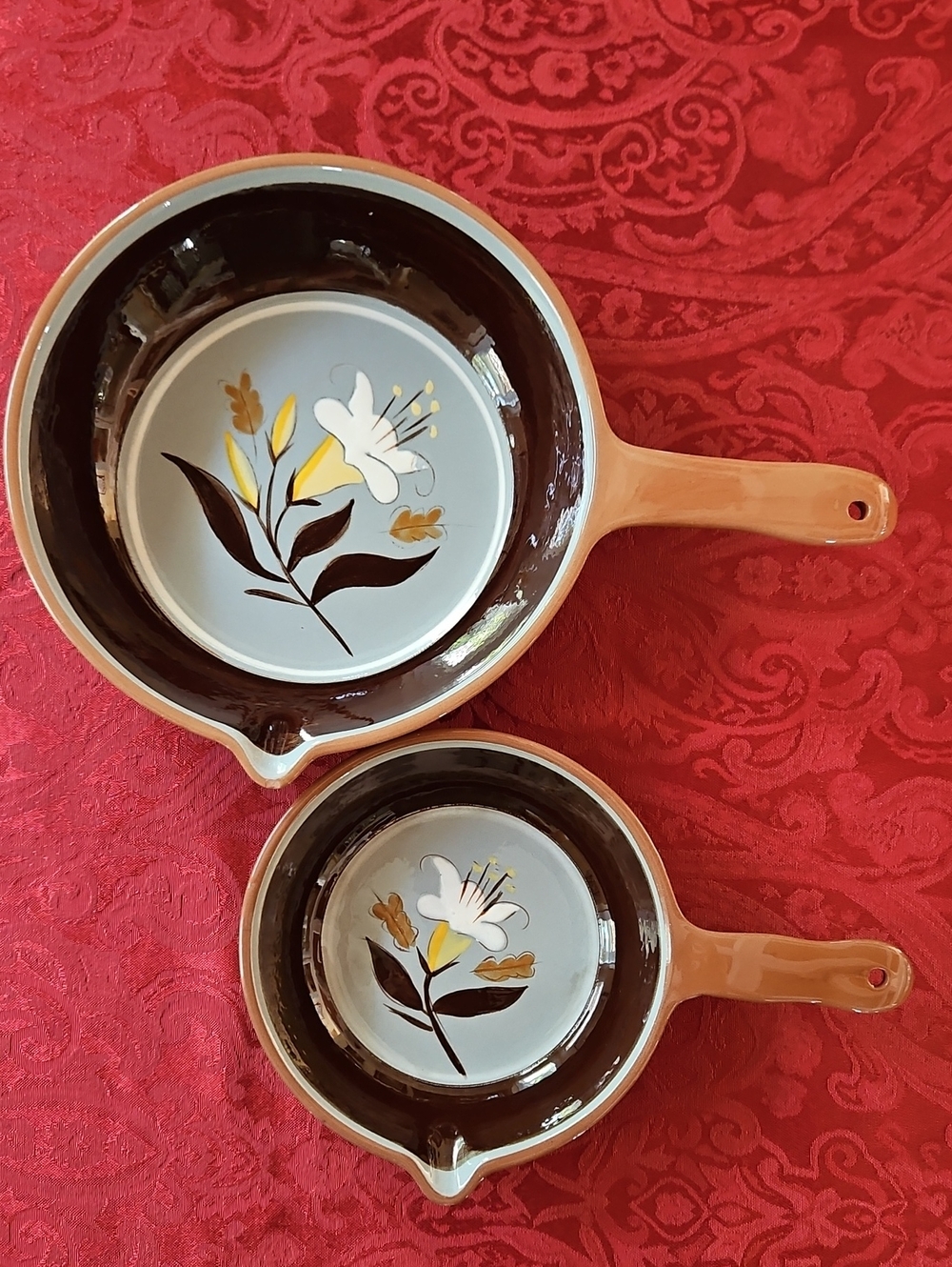 Vintage Stangl Pottery Golden Harvest Small Handled Skillet Dishes - Set of 2